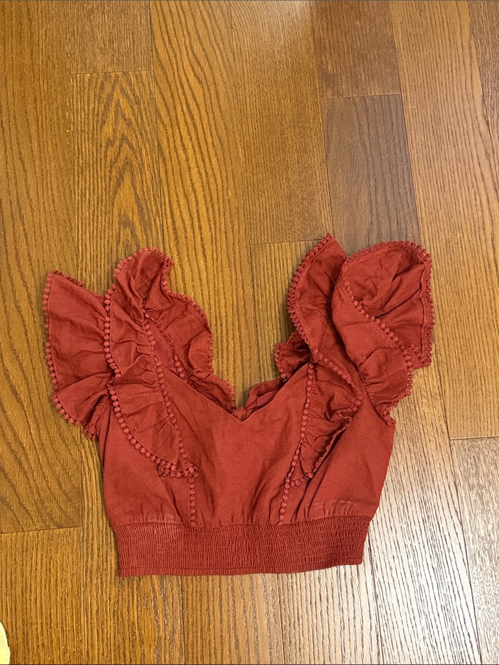 Express Rust Red Ruffle Two-Piece Dress Set - Picture 3 of 4